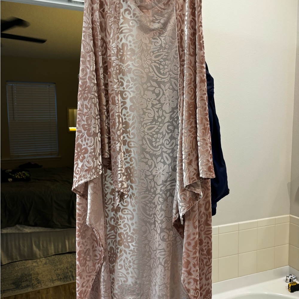 Anthropologie Pink Floral Kimono Top vest overlay